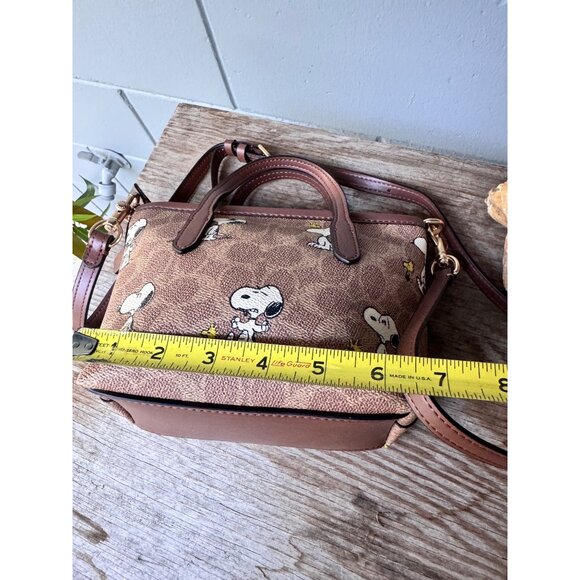 Coach Peanuts Snoopy Woodstock Mini Satchel Crossbody Signature Canvas Bag - Picture 11 of 13